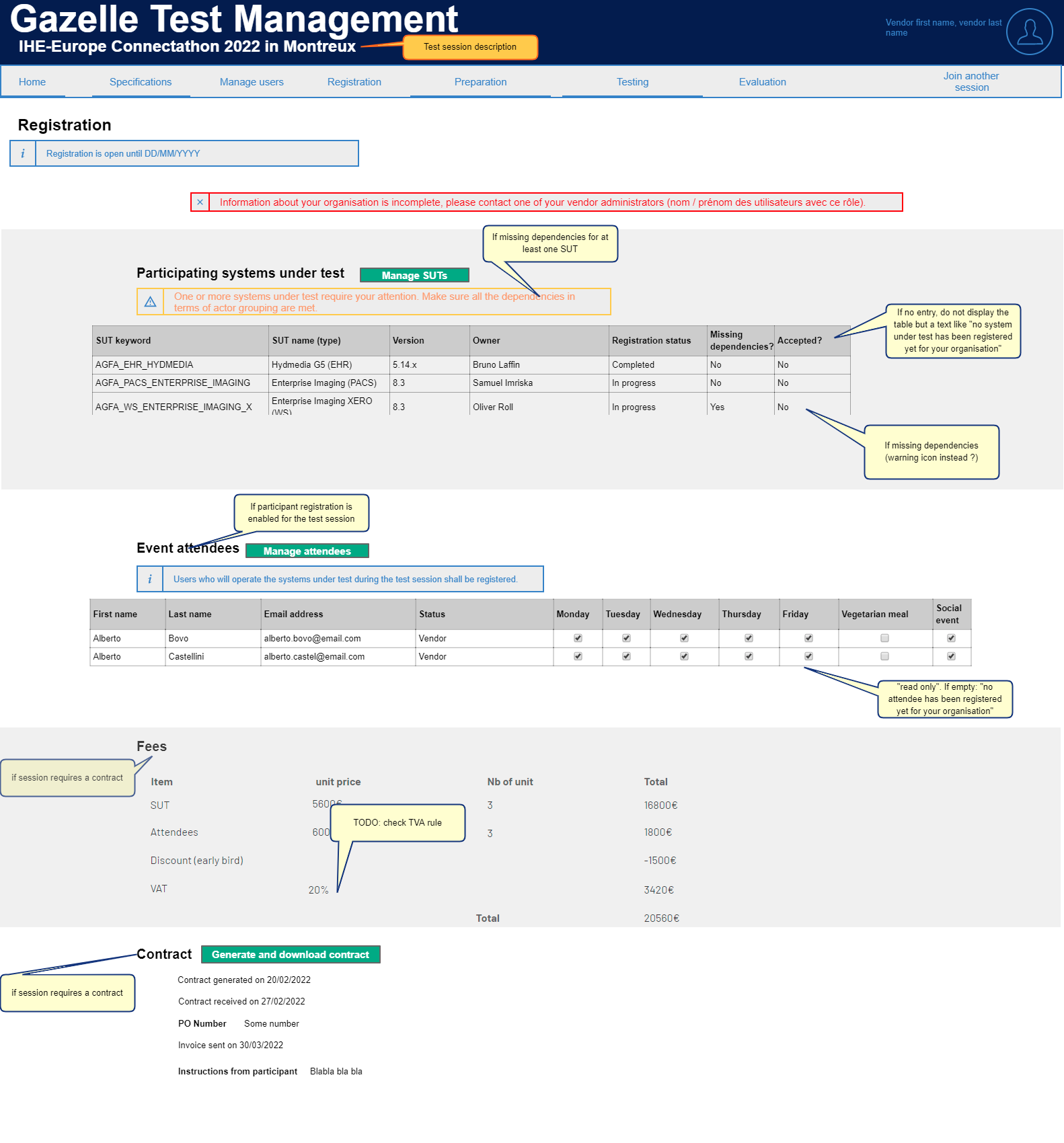 Registration page for organisation V1